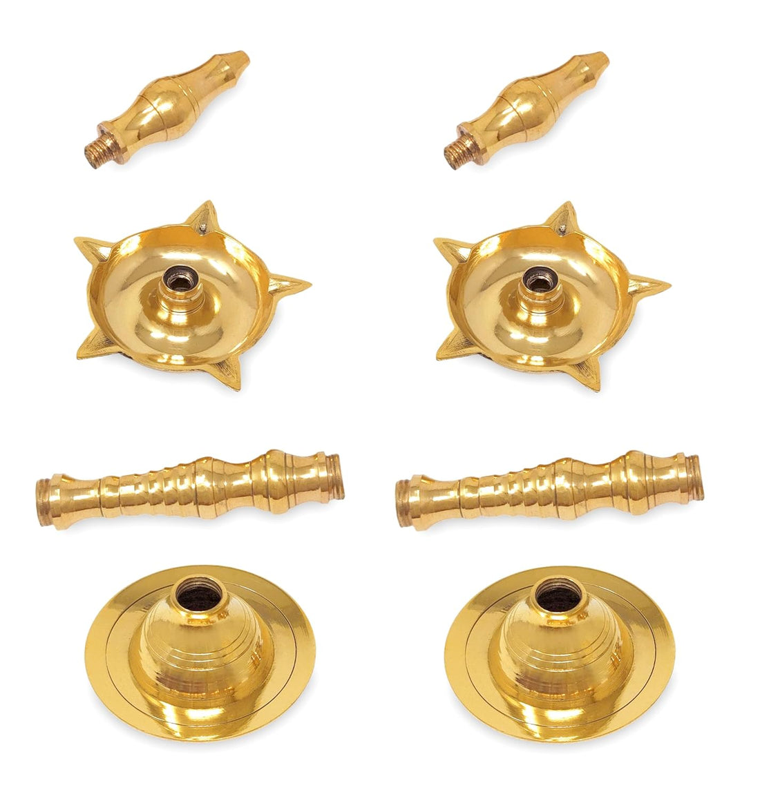 Brass Kerla Diya Samai 10 Inch Kerala Traditional Oil Lamp Deepak Lamp Kutthu vilakku Panchmahal Deepam for Pooja Mandir Diwali Indian Puja Wedding Return Gift Items Set of 2