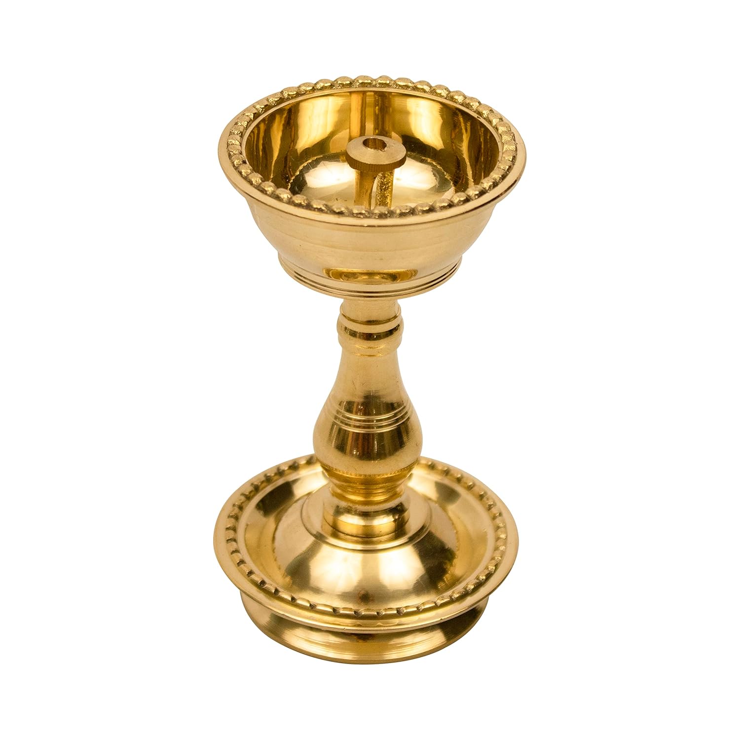Traditional Brass Diya for Puja | Pooja Aarti | Arti Deepak Deepam Oil Lamp for Home Temple Puja Articles Decor Gifts- Udupi Nandha Stand