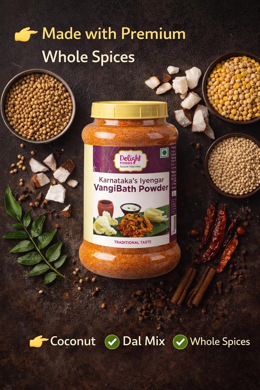 Karnataka Iyengar Vangibath Masala Powder 250g | Authentic Brinjal Rice Masala | Traditional South Indian Iyengar Recipe | Ready to Cook Spice Mix | No Added Preservatives