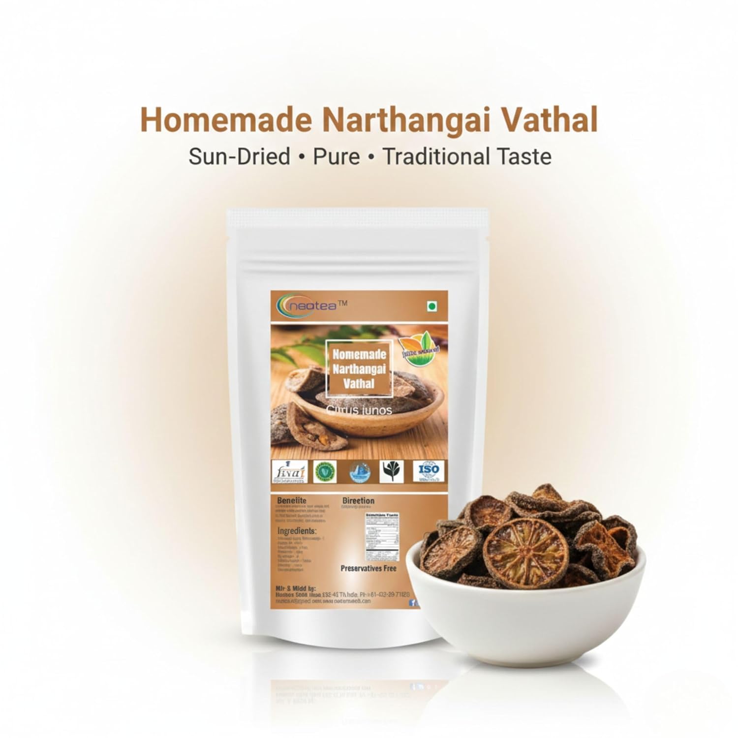 Homemade Narthangai Vathal 250 GM | Traditional Sun-Dried Citron (Bitter Lemon) Pieces | Authentic South Indian Taste | No Added Colors, Preservatives or Flavors | Homemade Tamil Nadu Special