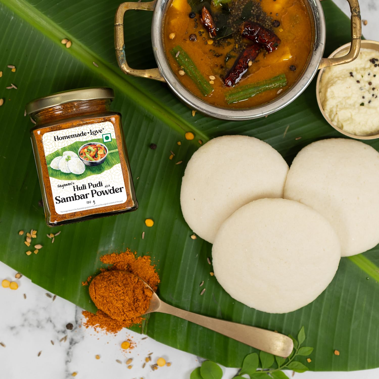Sambar Powder Huli Pudi (120g) | Authentic South Indian Sambhar Masala | Aromatic Spice Blend for Idli, Dosa, Vada & Rice | 100% Natural | No Preservatives or Artificial Flavours