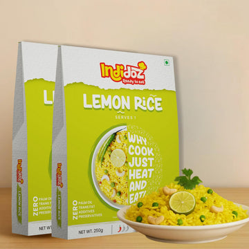 Ready to Eat Lemon Rice | South Indian Style Tangy & Spiced Rice with Curry Leaves & Mustard Seeds | Authentic Flavoured Rice | Heat & Eat Meal | No Preservatives | 500g Pack of 2