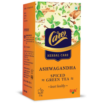 Ashwagandha Spiced Green Tea | Ayurvedic Herbal Desi Kahwa with Tulsi, Ginger & Cinnamon | Organic Immunity Booster Kadha for Detox & Wellness | 25 Tea Bags