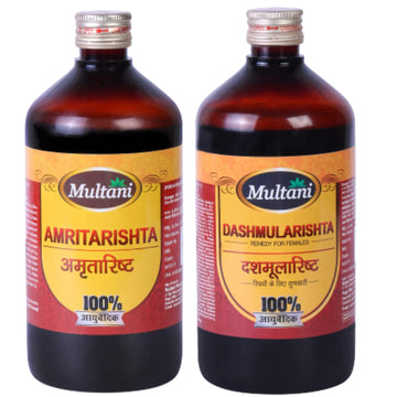 Amritarishta & Dashmularishta Syrup Combo Pack of 2 | Relieve Pain, Burning Sensation, Post-Delivery Weakness & Indigestion | (450 Ml Each)