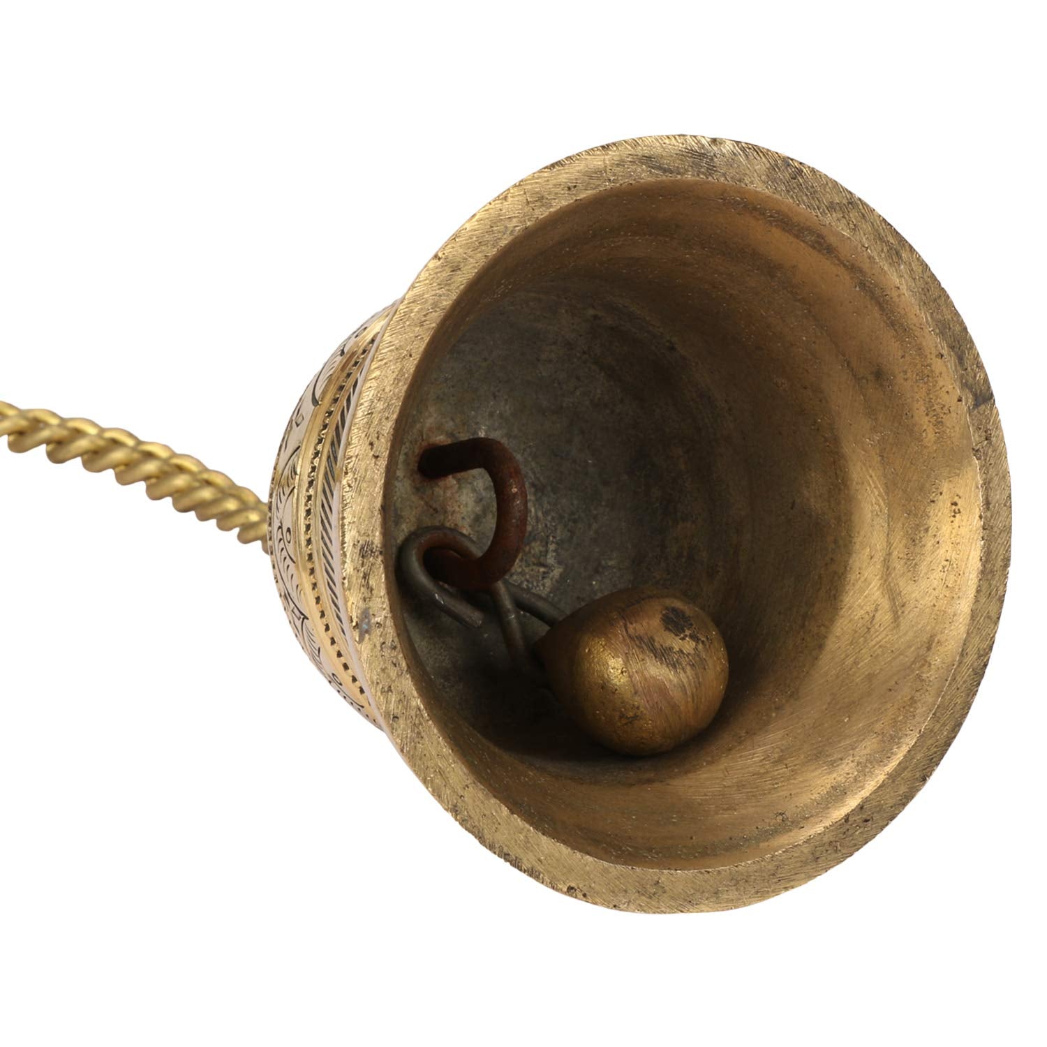 Brass Hanging Bell with Chain Ghanti for Home Mandir Fine Bell for Pooja Room(3x4 Inches with Chain 20 Inch Medium)