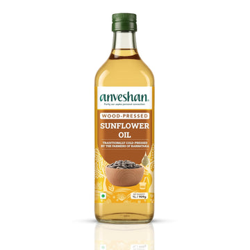 Wood Cold Pressed Sunflower Oil 1L | Plastic Bottle | Kolhu/Chekku | Extracted on Wooden Churner | Natural | Chemical-Free | Cold Pressed Sunflower Oil for Cooking