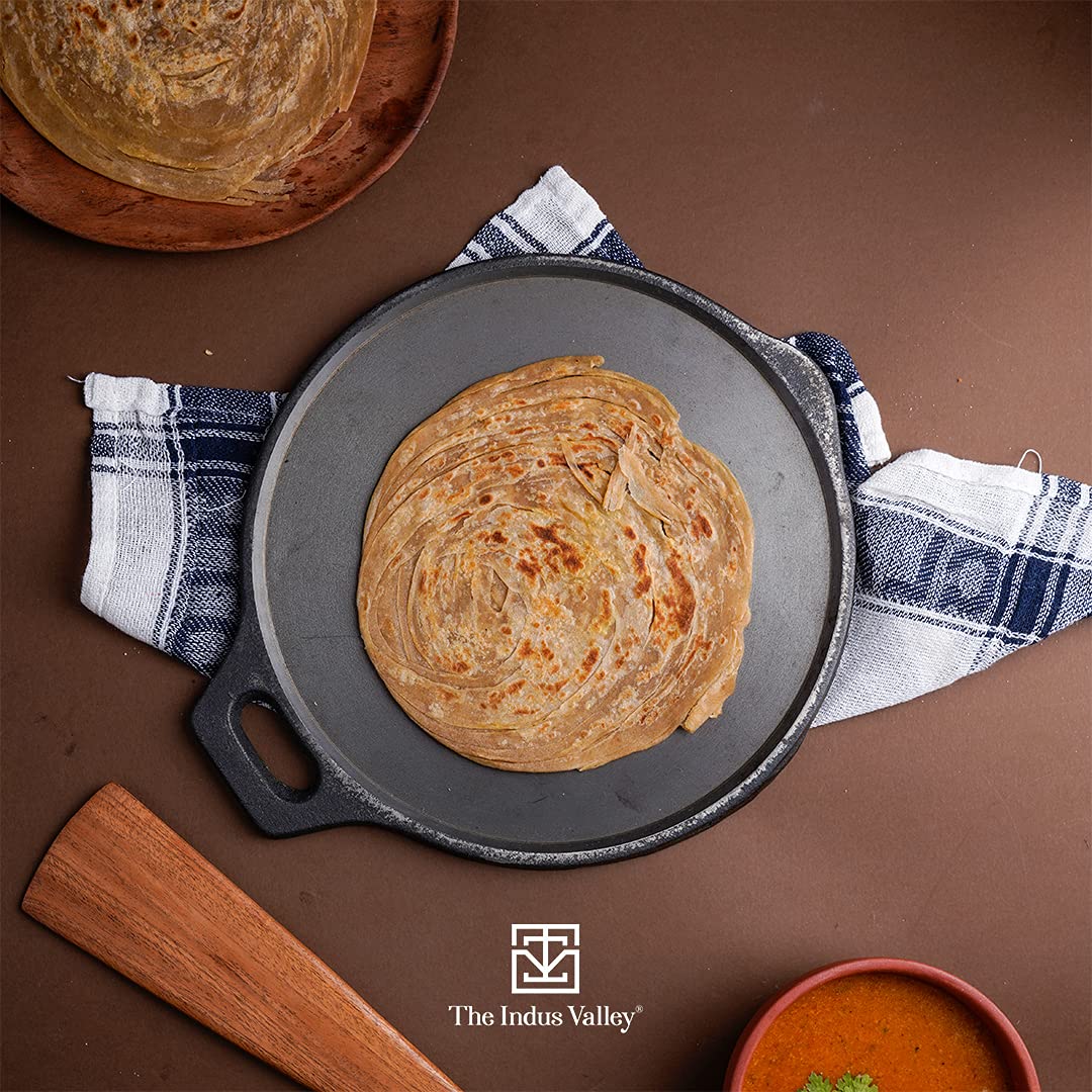 Super Smooth Cast Iron Tawa for Dosa/Chapathi | 27.6cm/10.8 inch, 2.8kg | Induction Friendly | Naturally Nonstick, Pre-Seasoned Tawa, No Chemical Coating