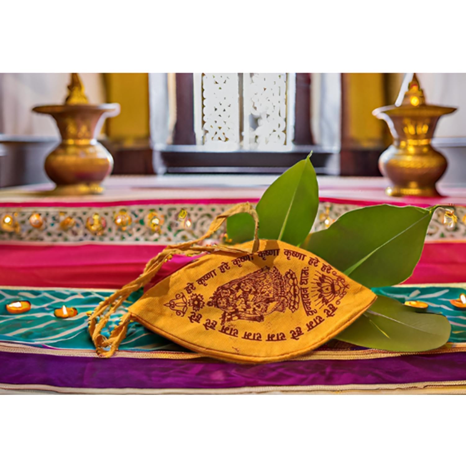 Tulsi Mala Original with Gomukhi Japa Mala Bag | Tulsi Mala 108 Beads Original with Japa Mala Bag | Tulsi Japa Mala 108 beads with bag | Pack of 2 Items