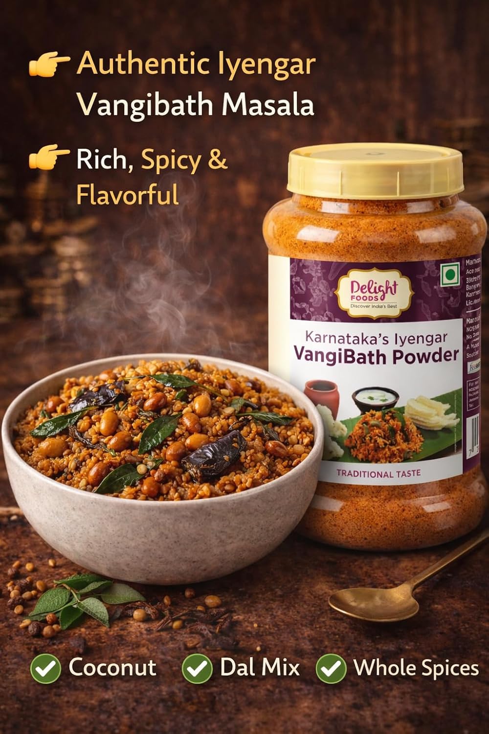 Karnataka Iyengar Vangibath Masala Powder 250g | Authentic Brinjal Rice Masala | Traditional South Indian Iyengar Recipe | Ready to Cook Spice Mix | No Added Preservatives