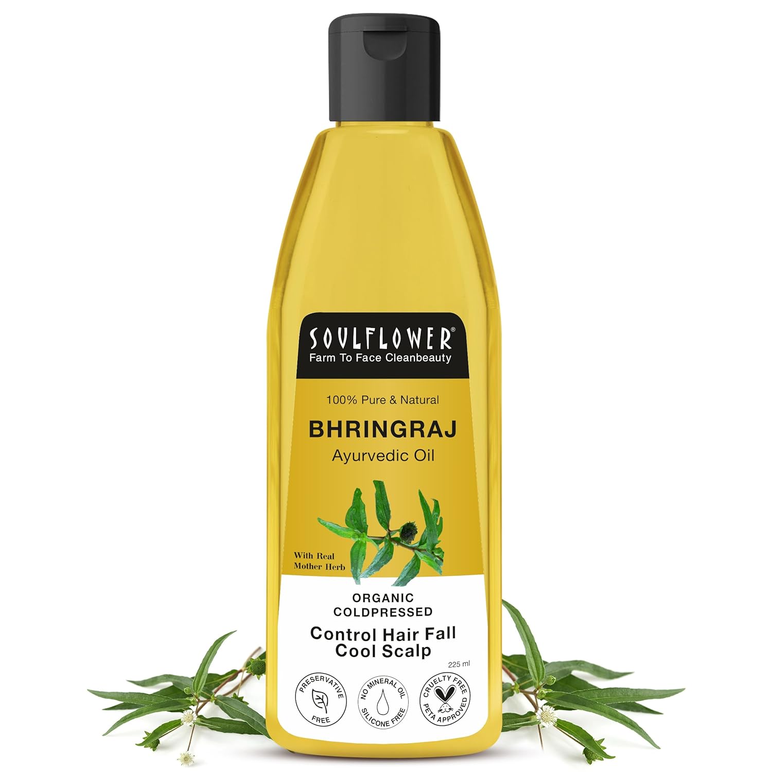 Maha Bhringraj Oil for Hair growth 225ml | Natural Hair Growth, Strengthening & Nourishing Roots | Anti-Dandruff, Cooling Scalp Relief | Coconut & Sesame Oil Blend | Pure & Organic