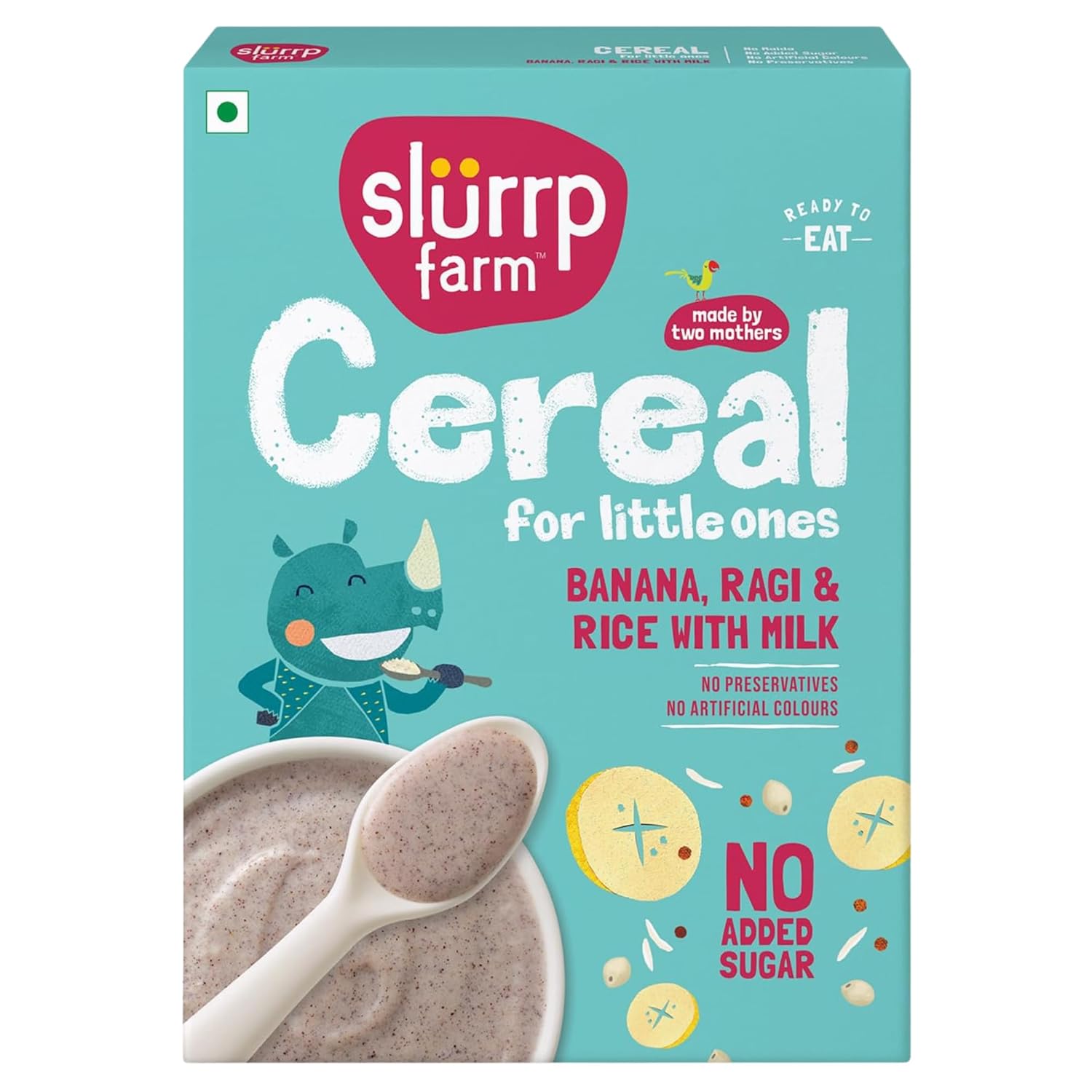 Mildly Sweetened with Date Powder, No Added Sugar Instant Cereal | Ragi, Rice and Banana with Milk