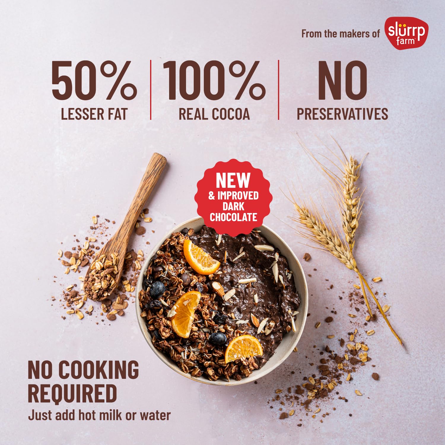 Mille High PROTEIN Chocolate Oatmeal with Fruit & Nuts | Power of 5 grains - Oats, Ragi, Jowar, Barley, Wheat | Flax seeds, Almonds, Raisins | Healthy High Fibre Breakfast Cereal | 400g