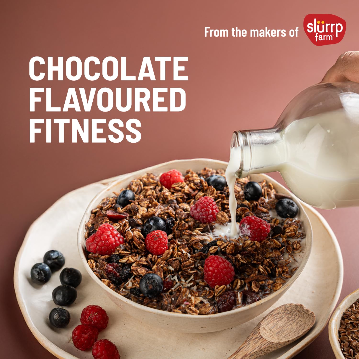 Mille High PROTEIN Chocolate Oatmeal with Fruit & Nuts | Power of 5 grains - Oats, Ragi, Jowar, Barley, Wheat | Flax seeds, Almonds, Raisins | Healthy High Fibre Breakfast Cereal | 400g