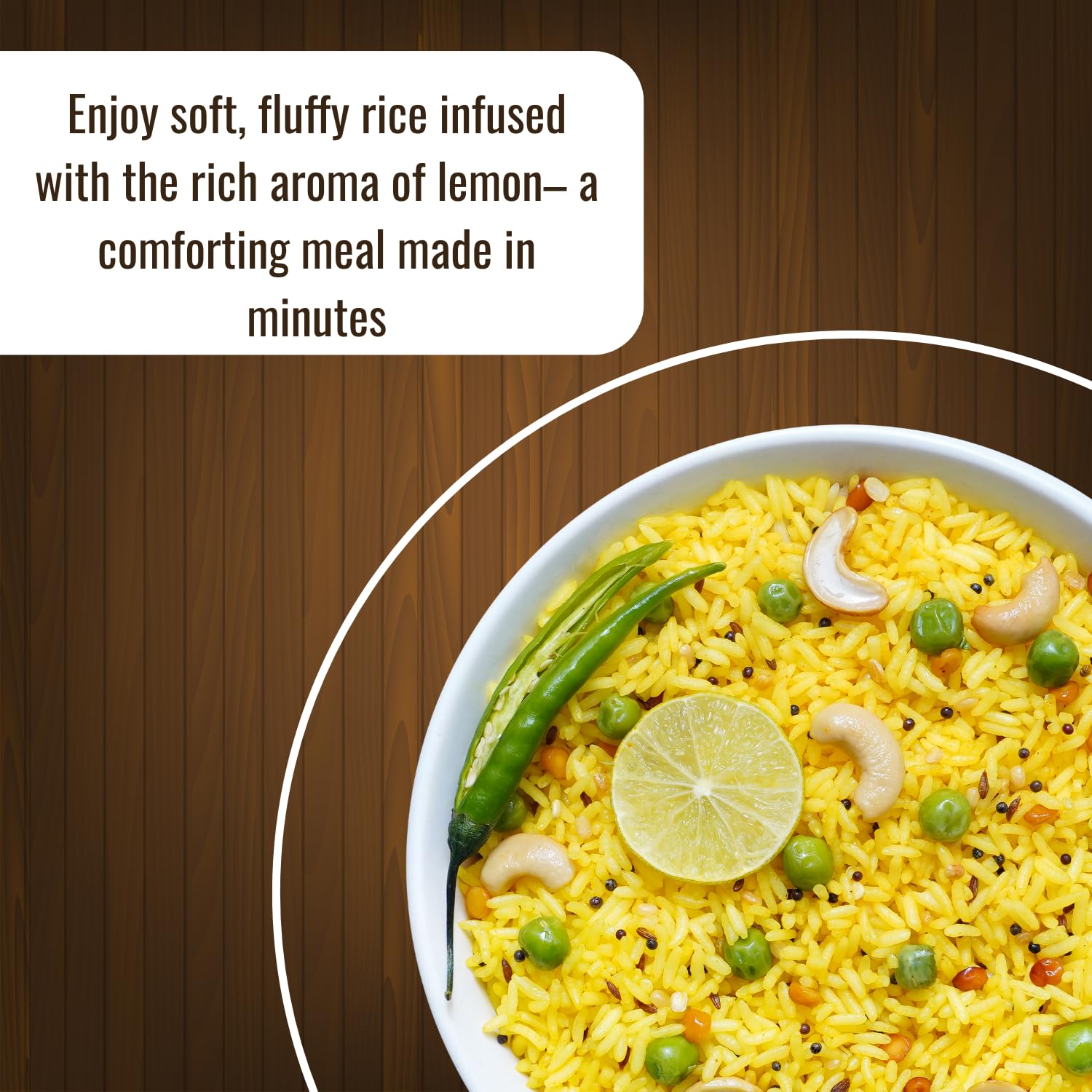Ready to Eat Lemon Rice | South Indian Style Tangy & Spiced Rice with Curry Leaves & Mustard Seeds | Authentic Flavoured Rice | Heat & Eat Meal | No Preservatives | 500g Pack of 2