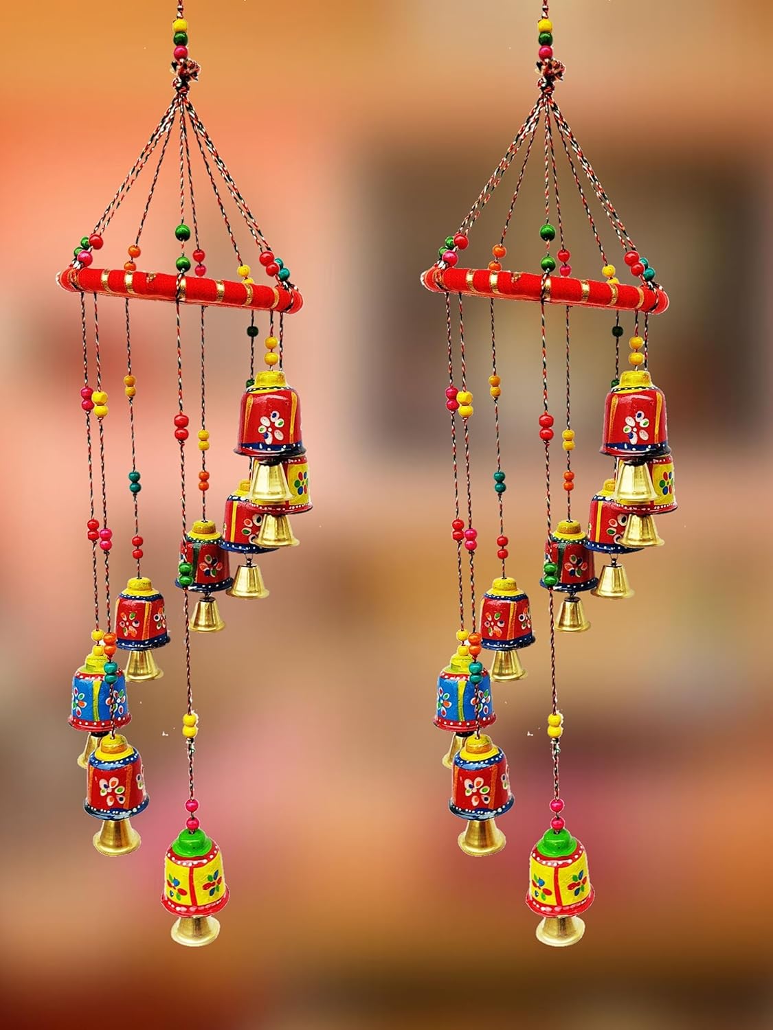 Handcrafted Rajasthani Door & Wall Hanging Home Décor, Balcony Decor Hanging, Home Furnishing, Diwali Gift, Corporate Gift, Home Decor Items (Pack of 2, Multi-Colour)