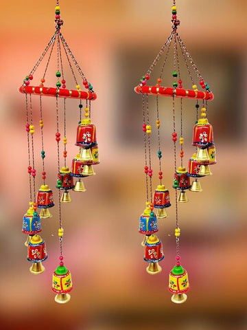 Handcrafted Rajasthani Door & Wall Hanging Home Décor, Balcony Decor Hanging, Home Furnishing, Diwali Gift, Corporate Gift, Home Decor Items (Pack of 2, Multi-Colour)