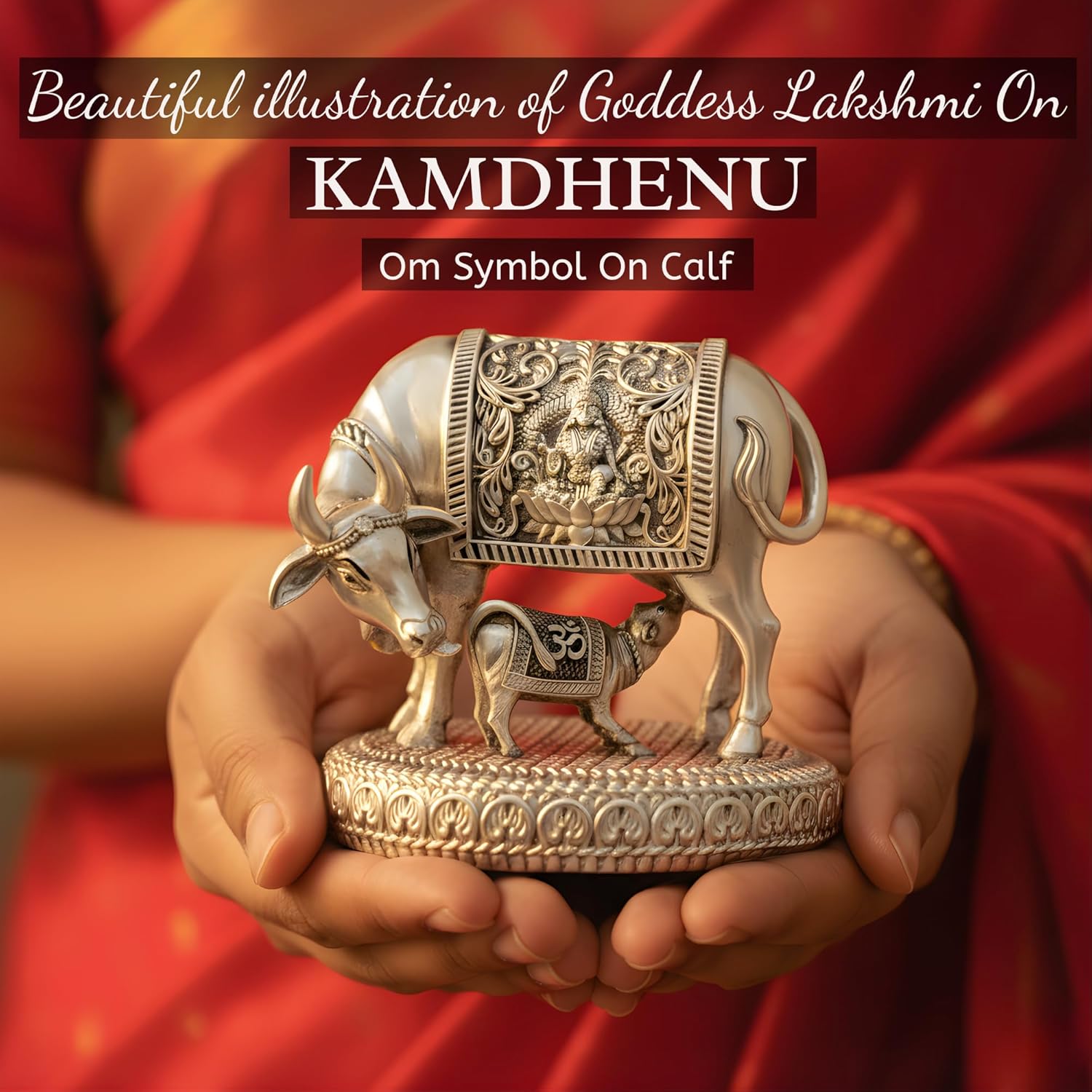 999 Pure Silver Plated Kamdhenu Cow Idol | 2.5 inch Vastu Home Decor for Pooja Room & Mandir | Symbol of Prosperity & Abundance | Ideal Religious & Spiritual Gift