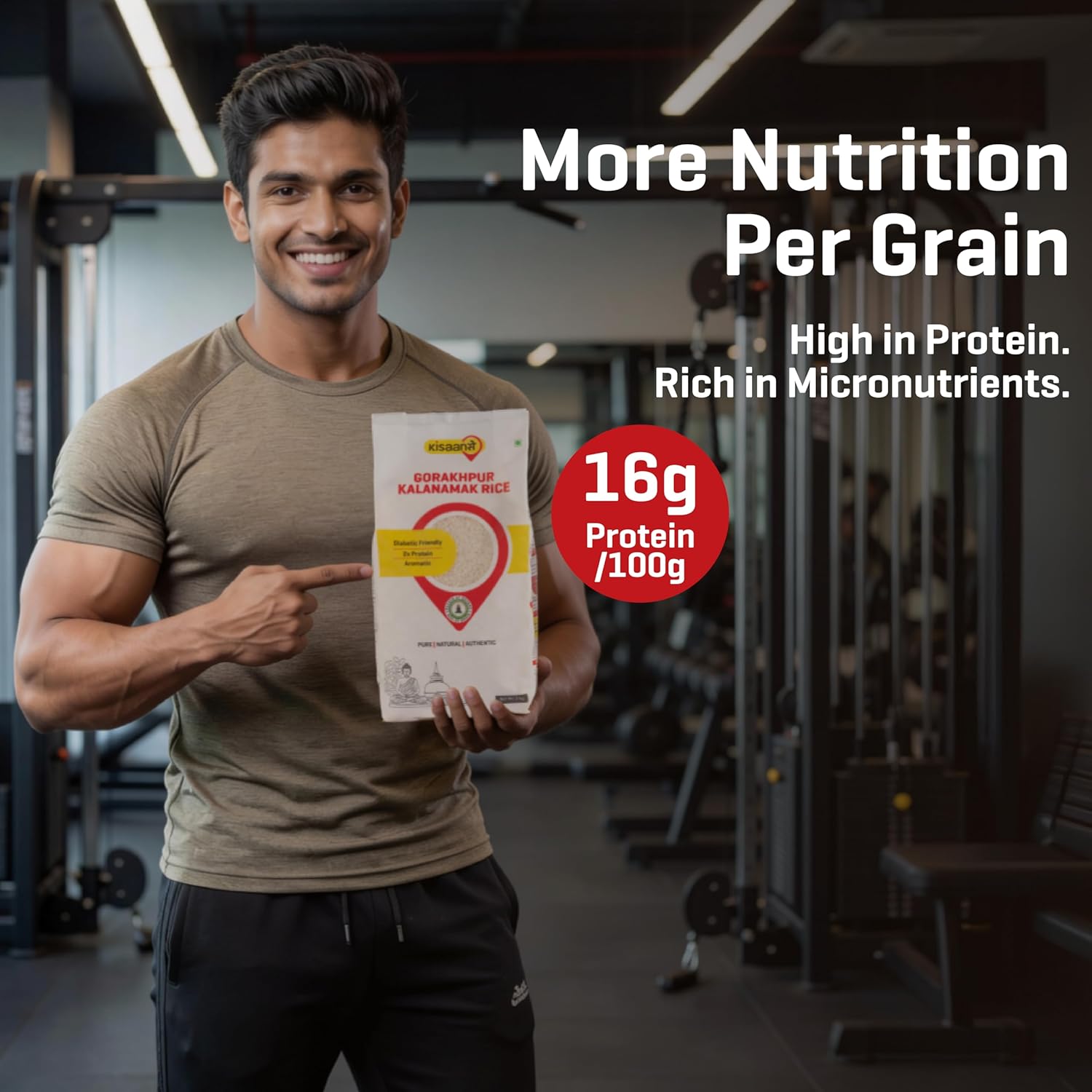 Gorakhpur Kalanamak Rice 2KG | Diabetic Friendly | Aromatic | Unpolished | High in Iron & Protein | Rich In Nutrients & Fiber | Buddha Rice | Traditionally Milled I Low GI I