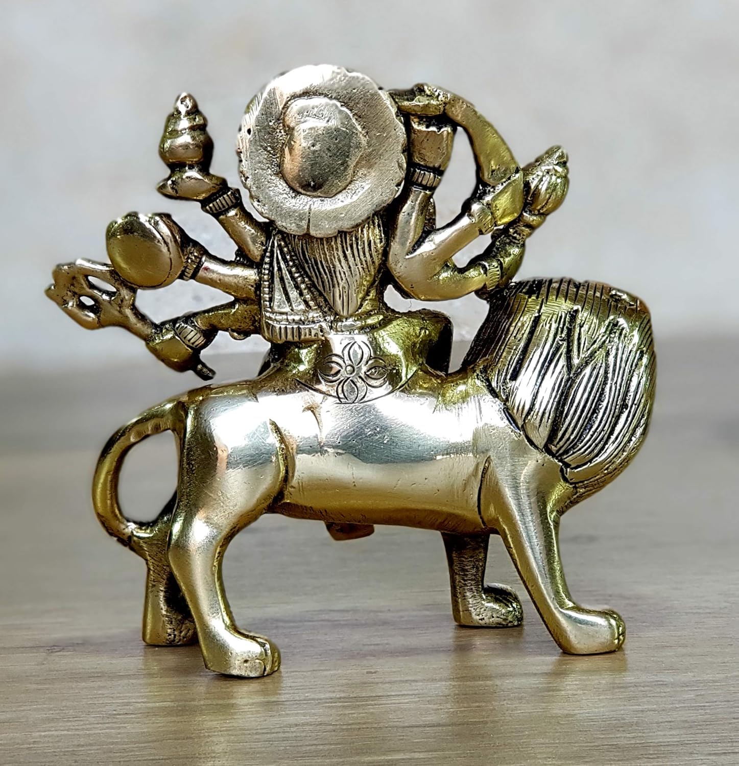 Brass Maa Durga murti for Home Mandir and Home Decor (4.6 Inches)
