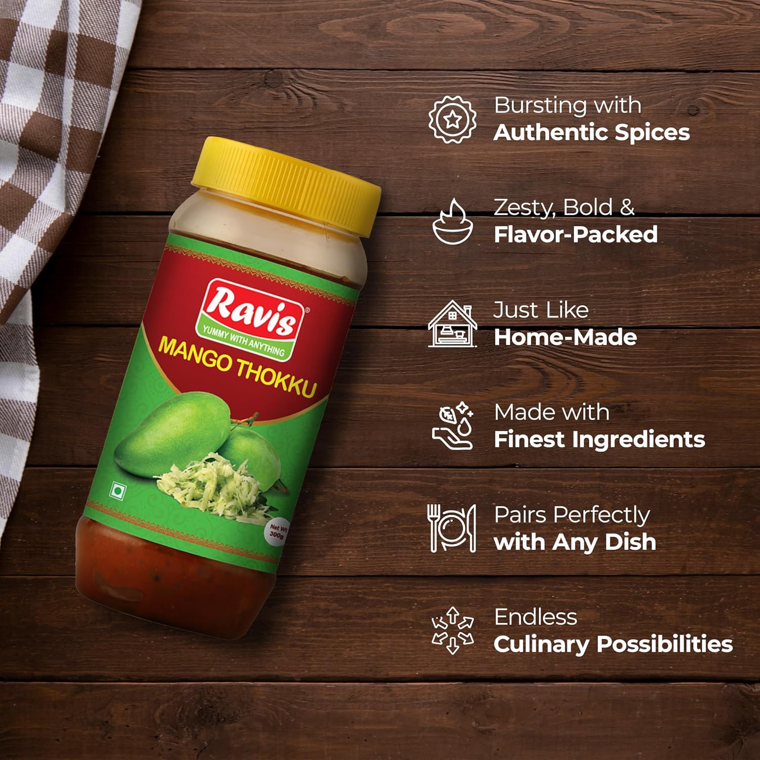 Mango Thokku Pickle | Traditional South Indian Style | Homemade Aam Ka Thokku | Spicy Grated Mango Pickle | Organic Ingredients | Authentic Taste - 300g