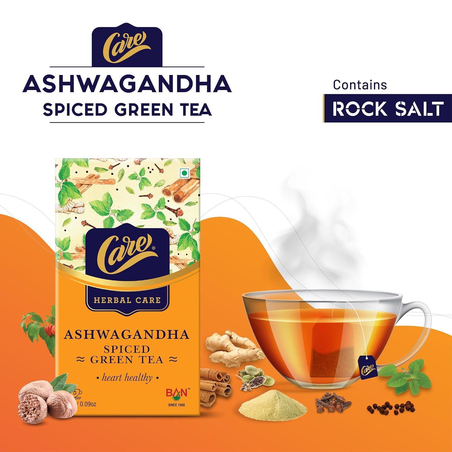 Ashwagandha Spiced Green Tea | Ayurvedic Herbal Desi Kahwa with Tulsi, Ginger & Cinnamon | Organic Immunity Booster Kadha for Detox & Wellness | 25 Tea Bags