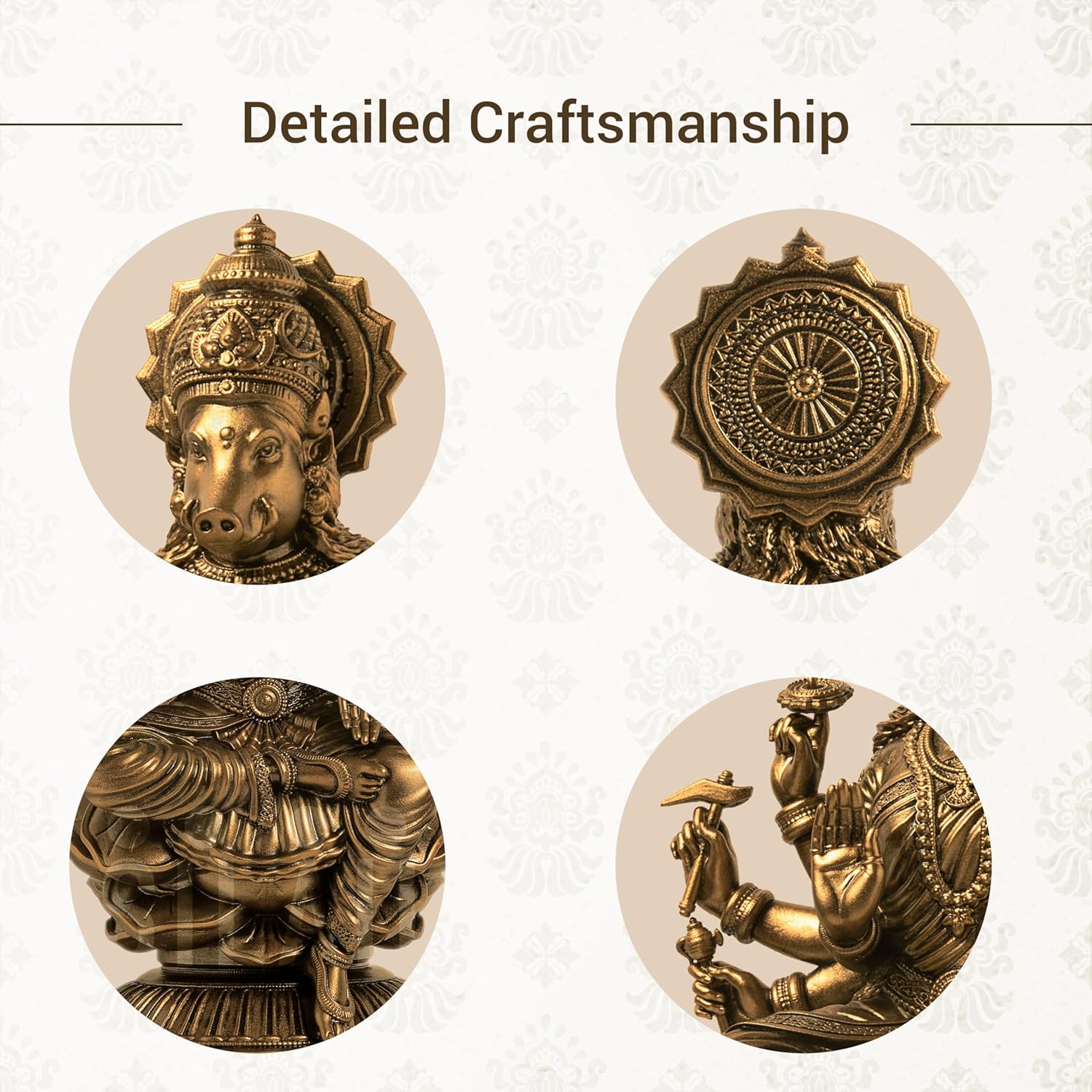 Varahi Amman Sculpture - Antique Bronze Finish, Handcrafted Statue for Puja Room, Home Decor, and Gifting (6 Inches)
