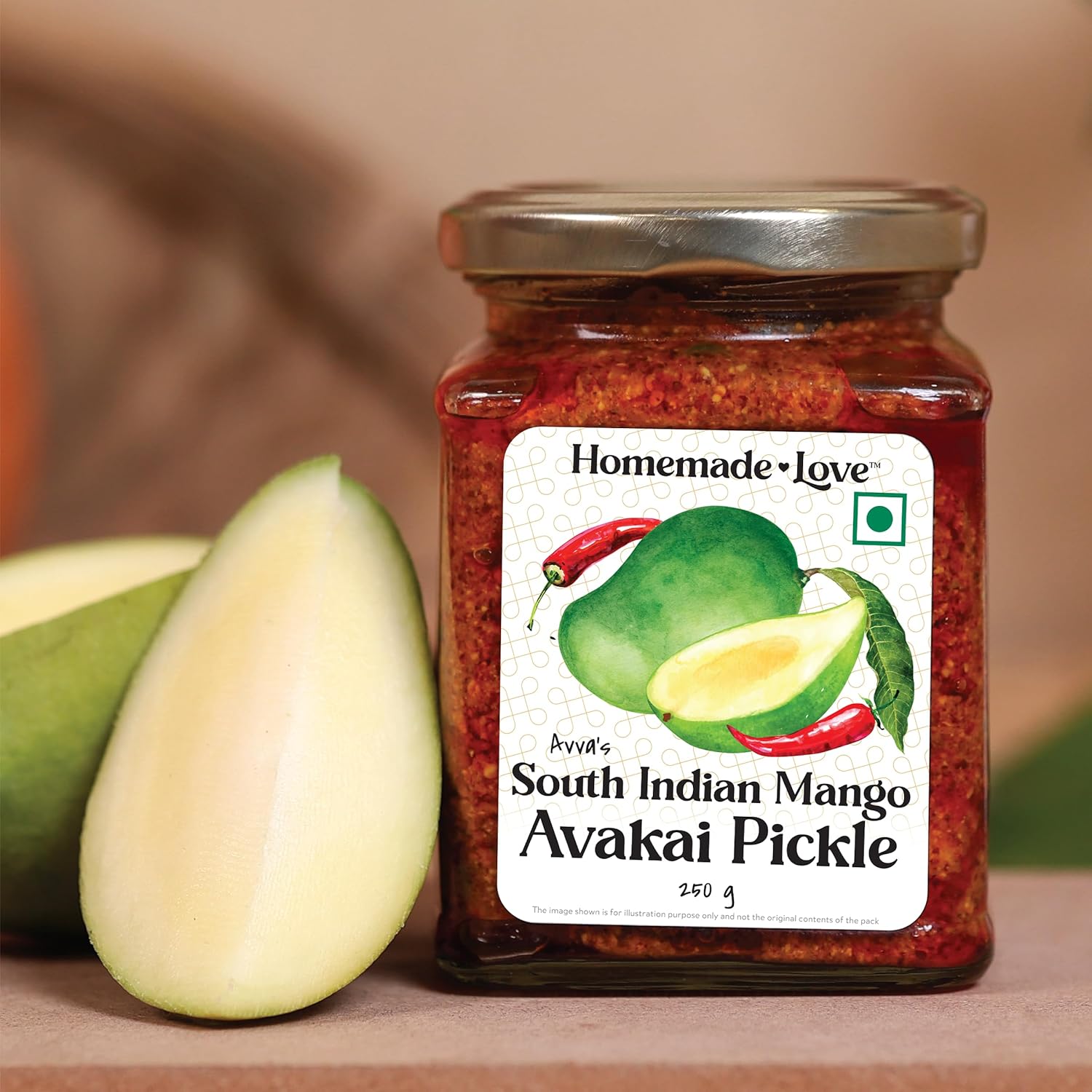 Mango Avakai Pickle (250 Gm) | South Indian Taste Mango Pickles | Aam ka Achar Perfect for Rice, Dosa, Idli, Chappati | Tangy and Spicy Home Made Mango Pickle | No Preservatives