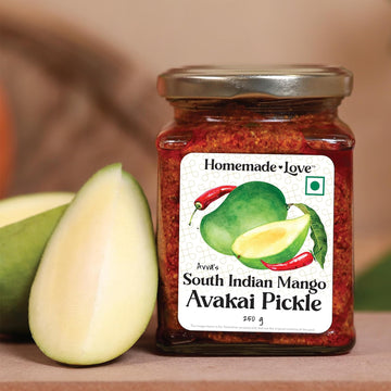 Mango Avakai Pickle (250 Gm) | South Indian Taste Mango Pickles | Aam ka Achar Perfect for Rice, Dosa, Idli, Chappati | Tangy and Spicy Home Made Mango Pickle | No Preservatives