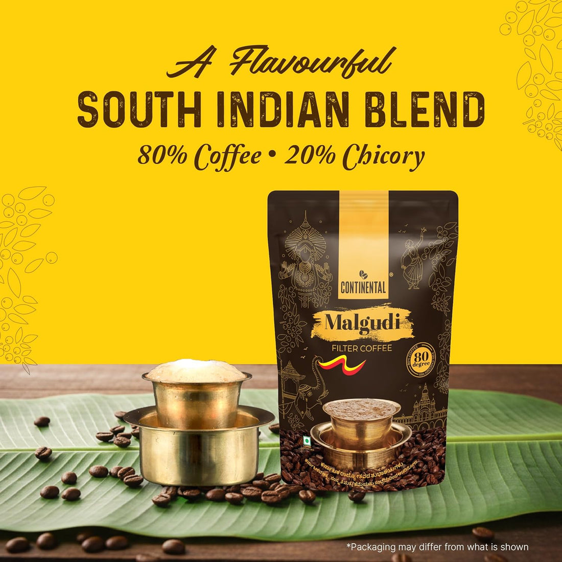 Filter Coffee Powder | 500gm Pouch | 80% Coffee - 20% Chicory | Traditional South Indian | Roasted Ground| Smooth Flavour and Rich Aroma |