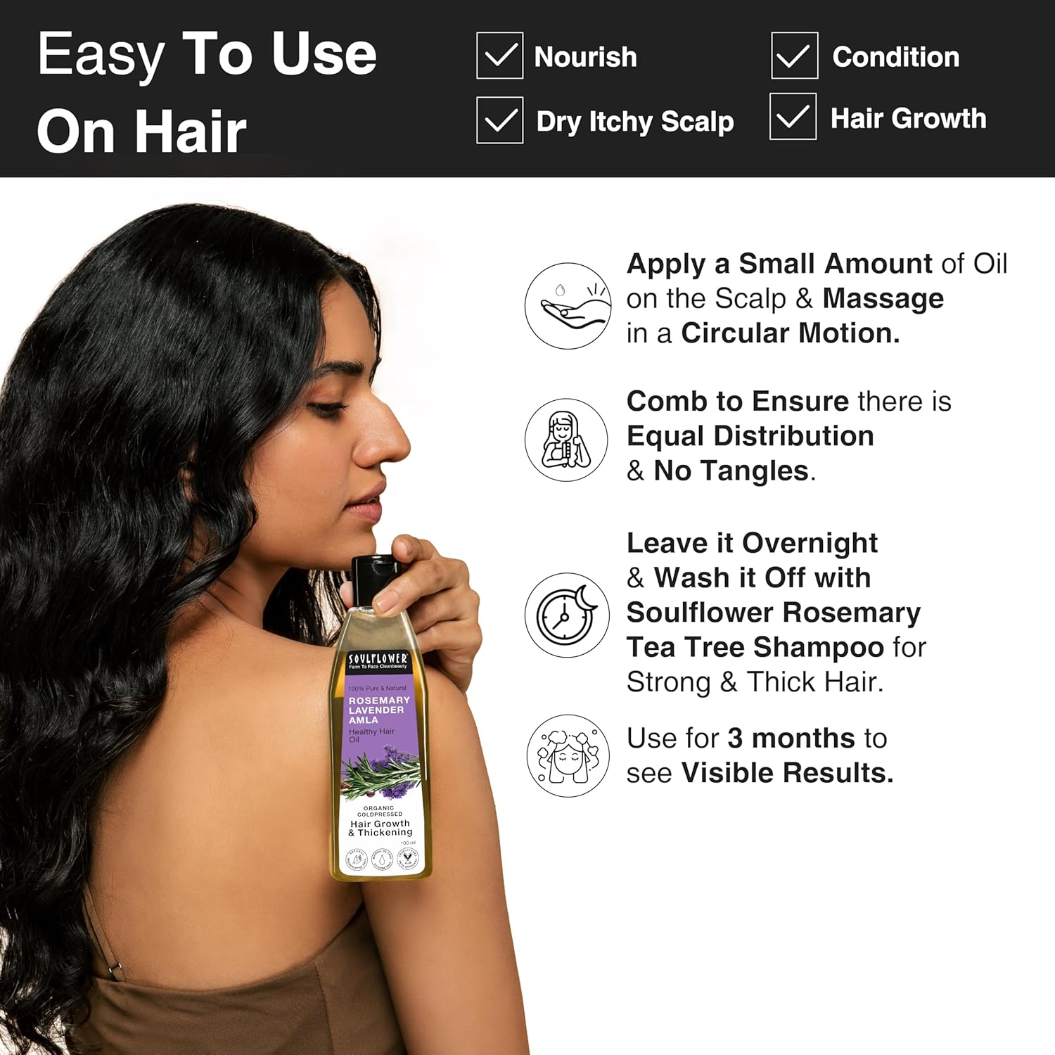 Rosemary Lavender Amla Hair Oil for Hair Growth & Hair Fall Control | Anti Dandruff, Dry Scalp, Long & Strong Hair | Natural Essential Oils for Men & Women - 100ml