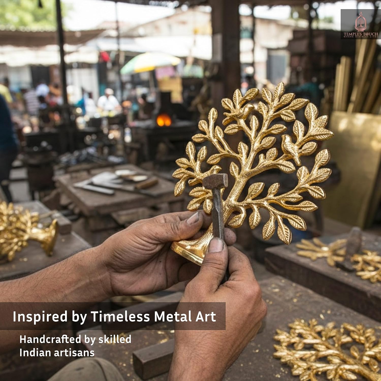 100% Pure Brass Kalpavriksha Tree with Birds | House Warming Gifts | Brass Decoration Items for Home | (6 Inch) Tree of Life Showpiece with Vastu Guide for Home, Office & Puja Decor