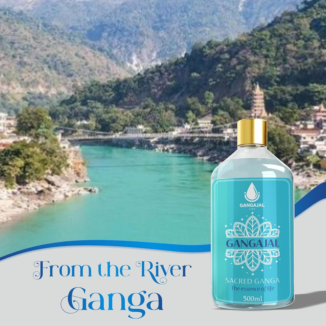 Puja from Rishikesh -Pure and Original Ganga jal - 1 Bottle -For Rituals and Religious Rites 500 ml
