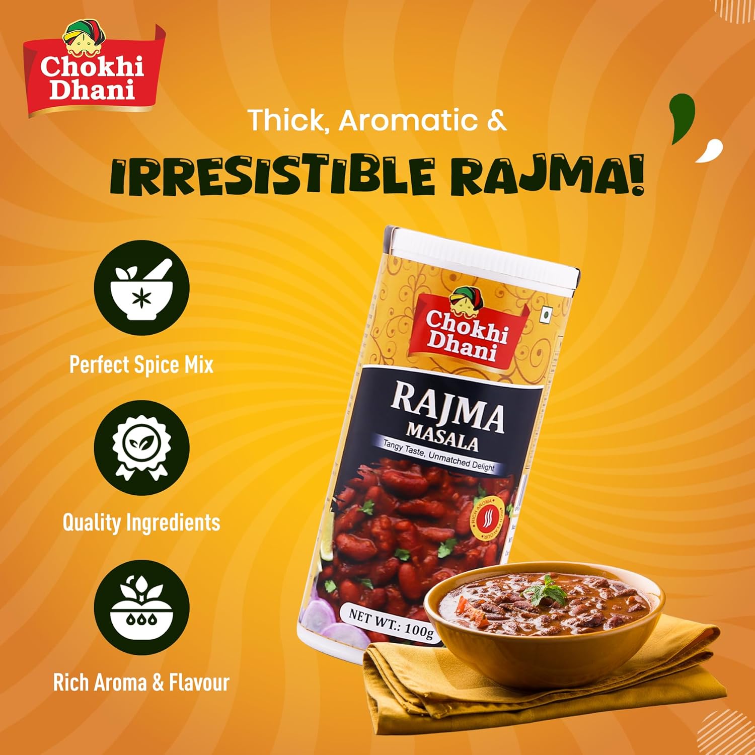 Rajma Masala 100g | Punjabi Rajma Curry Masala | Dhaba Style Gravy Spice Mix | Authentic Indian Rajma Masala Powder | Rich & Aromatic | No Artificial Flavours