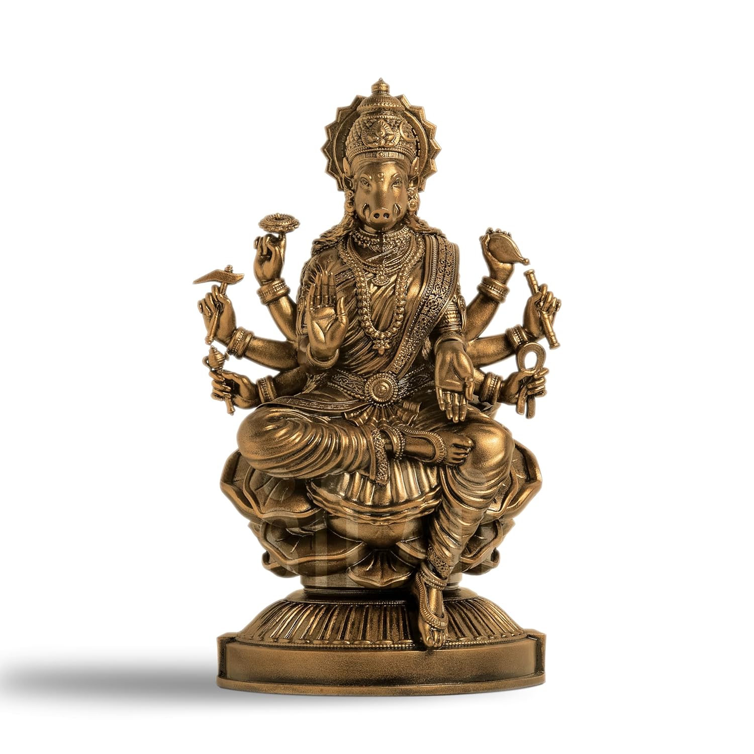 Varahi Amman Sculpture - Antique Bronze Finish, Handcrafted Statue for Puja Room, Home Decor, and Gifting (6 Inches)