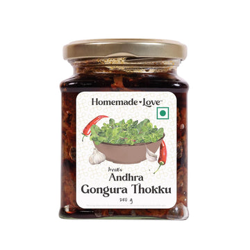Andhra Gongura Thokku (250 Gm) | Gongura Pickle with Garlic Pure Natural Home Made Taste | Authentic Andhra Style Achar Perfect for Rice, Dosa, Idli, Upma & Roti | No Preservatives