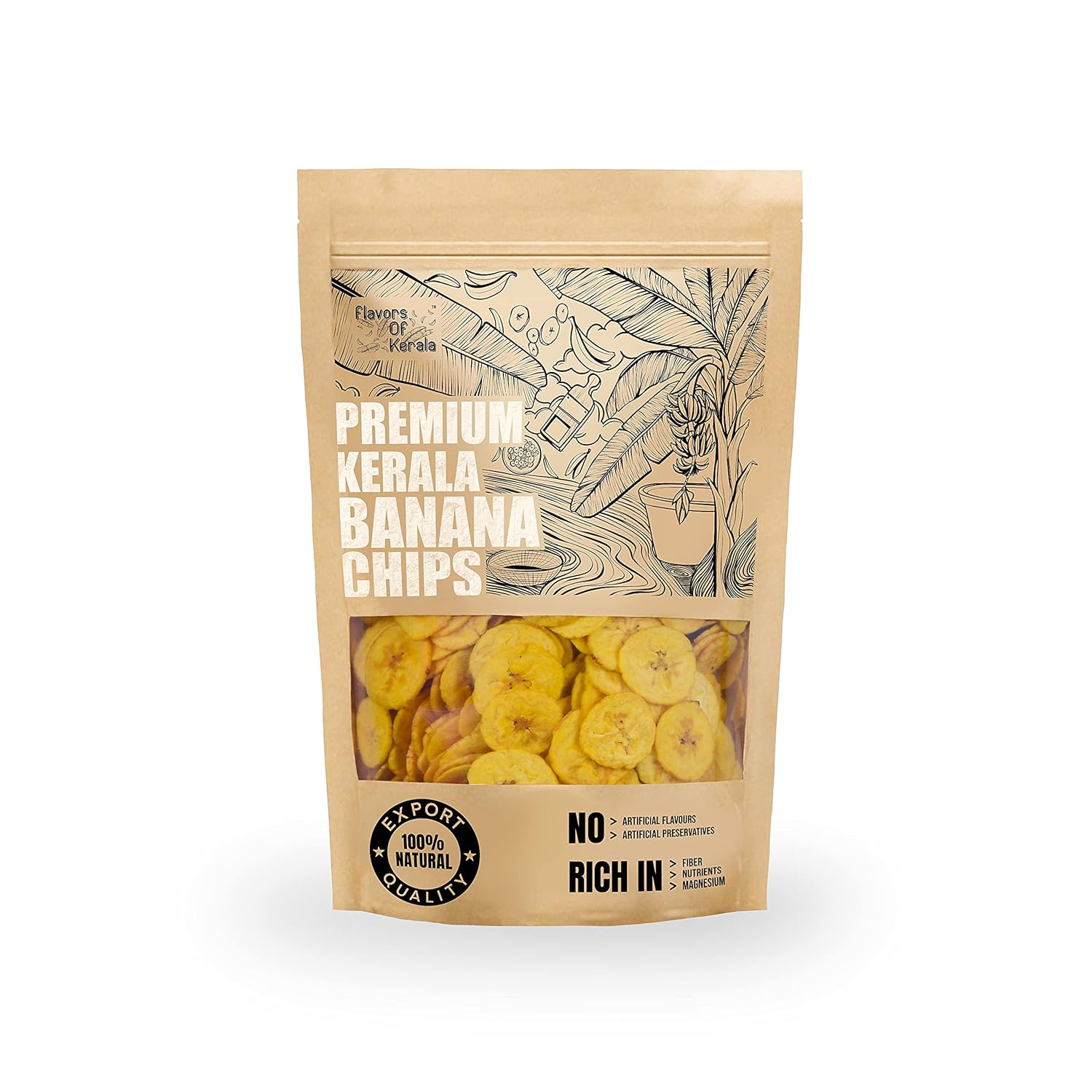Premium Kerala Banana Chips in Coconut Oil, 300 g | Crispy, Thin-Cut, Preservative-Free Wafers