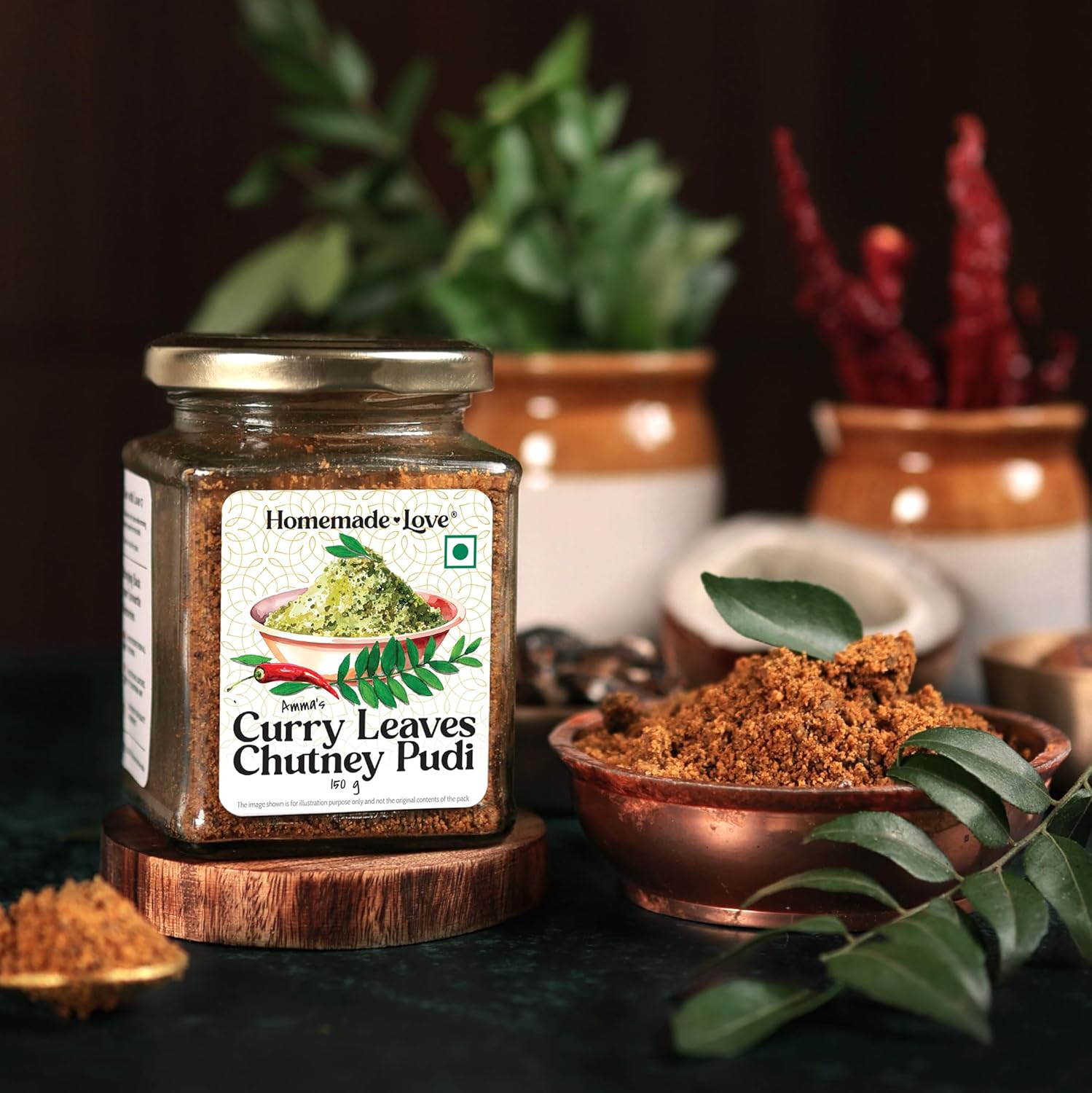 Curry Leaves Chutney Podi (150g) | Kadi Patta Chatni Powder | Crafted with fresh Curry Leaves, Roasted Lentitls, Dried Red chillies and mix spices | No Artificial Preservatives