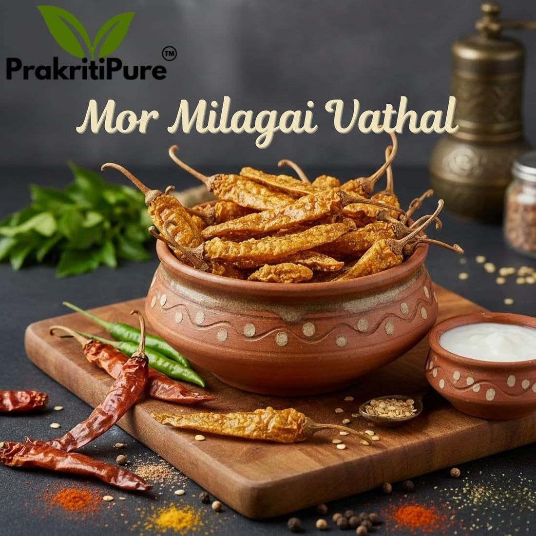 Curd Dip Sun Dry Chilly (MorMilagai Vathal)400g | Authentic Vathal Vadagam/Curd Dip Dried Chillies | Healthy & Tasty Natural Dried Dahi Mirchi salty
