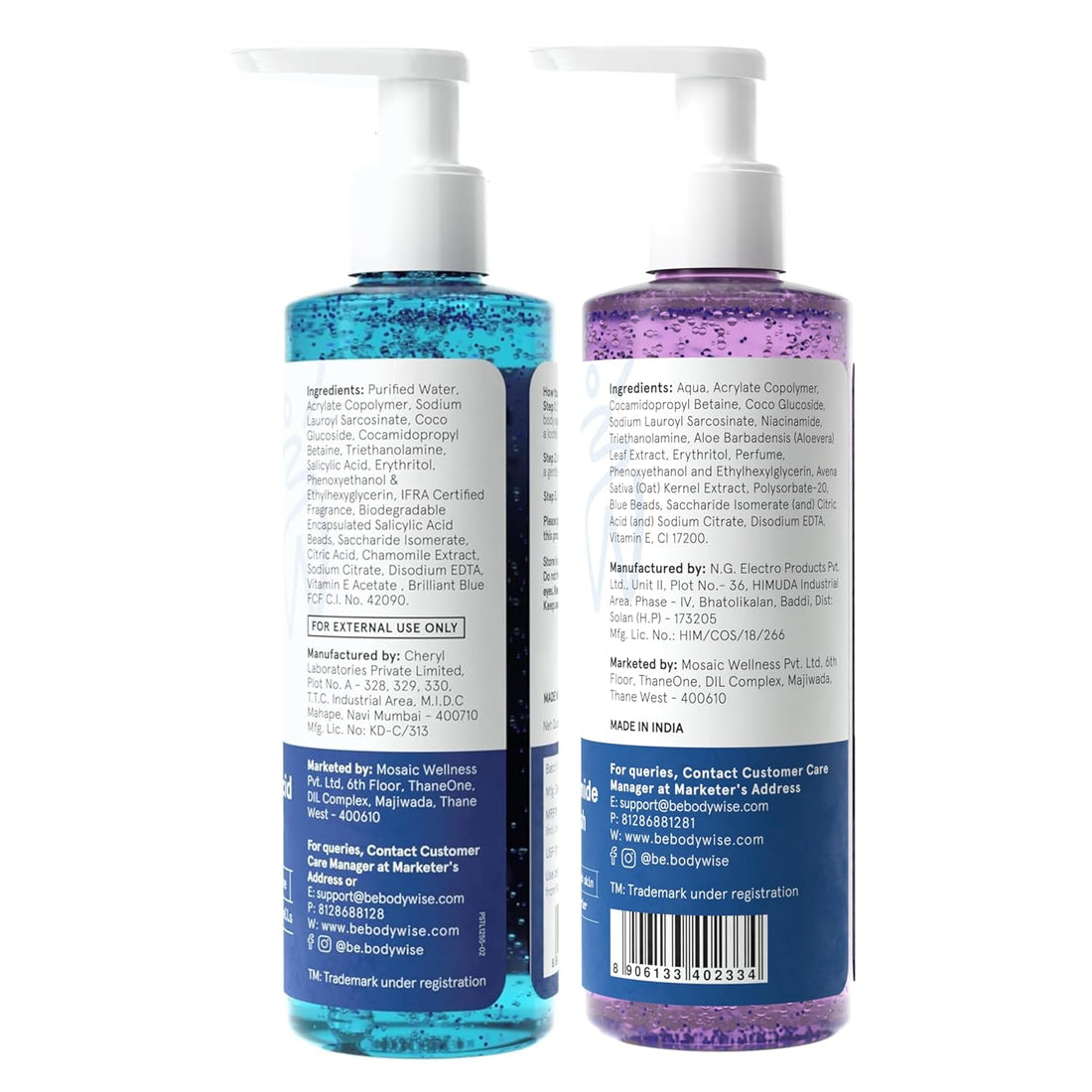 Be Bodywise 5% Niacinamide Body Wash & 1% Salicylic Acid Body Wash | With Aloe Vera & Chamomile Extract | For Glowing, Radiant & Even-Toned Skin | 500 ml