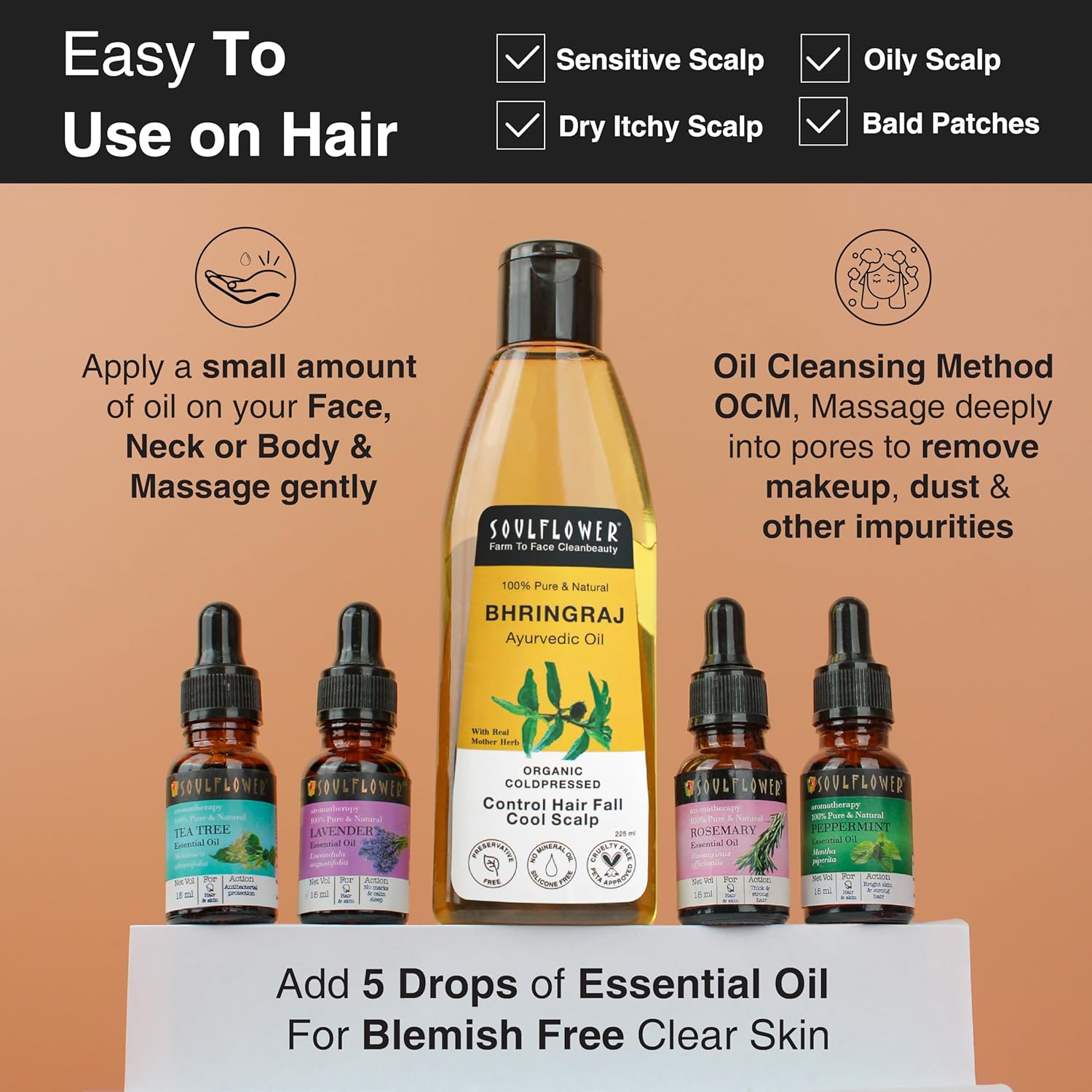 Maha Bhringraj Oil for Hair growth 225ml | Natural Hair Growth, Strengthening & Nourishing Roots | Anti-Dandruff, Cooling Scalp Relief | Coconut & Sesame Oil Blend | Pure & Organic