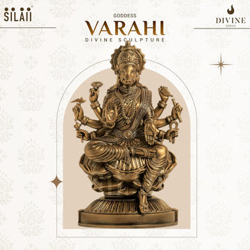 Varahi Amman Sculpture - Antique Bronze Finish, Handcrafted Statue for Puja Room, Home Decor, and Gifting (6 Inches)
