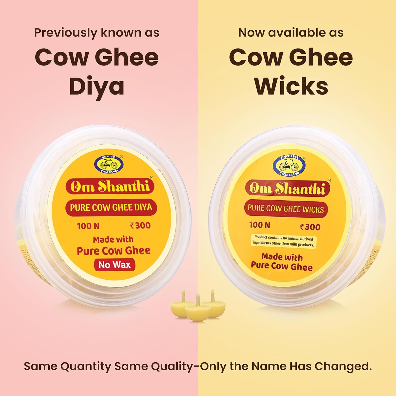 Pure Om Shanthi Pure Cow Ghee Wicks – 100N | Ready-to-Light Diya Battis | Wax-Free, Long-Lasting, Easy to Use | for Daily Puja, Aarti & Festivals