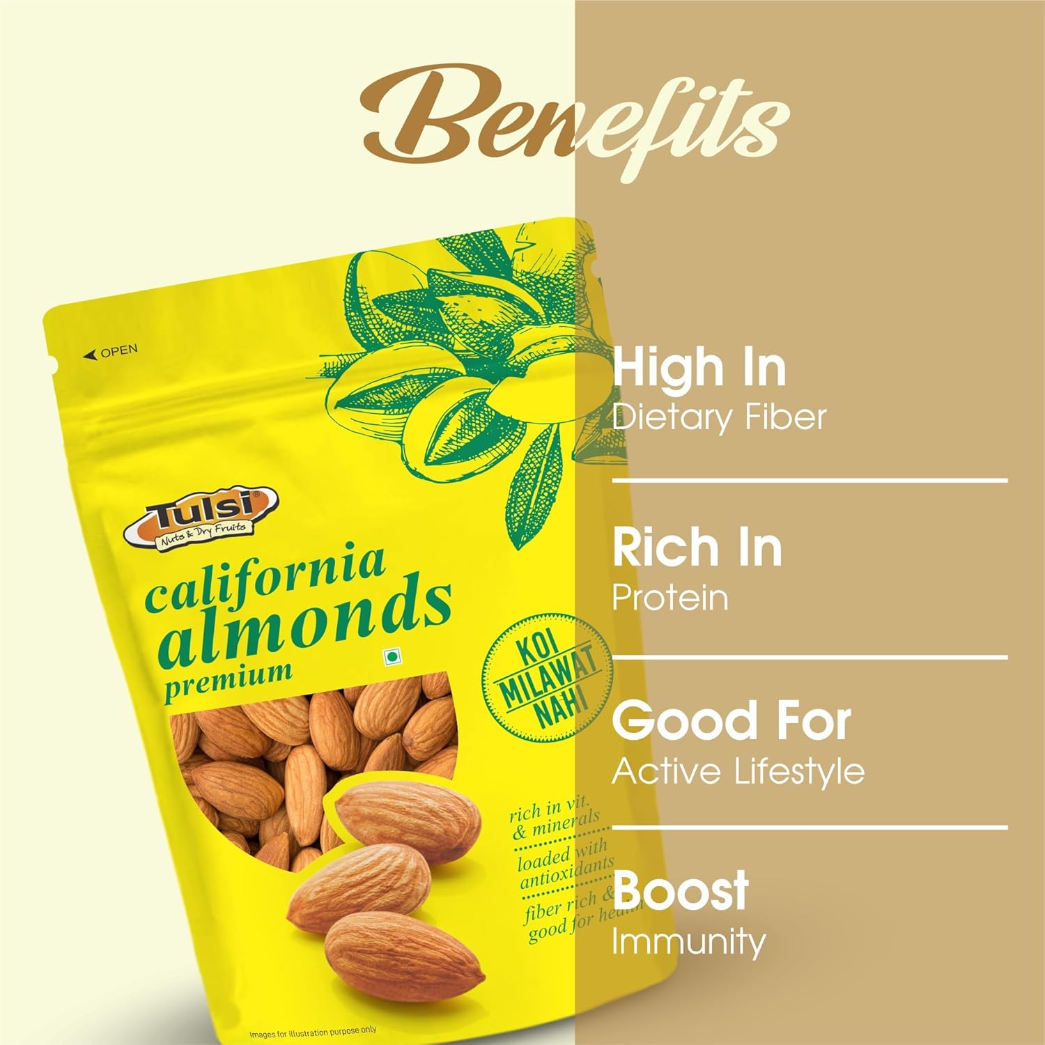 California Almonds Premium 500g | Whole Almond | Rich in Vitamins & Minerals | Rich in Fiber | Good for Health | Loaded with Antioxidants | Nuts & Dry Fruits | Premium Badam Giri | Healthy Nuts