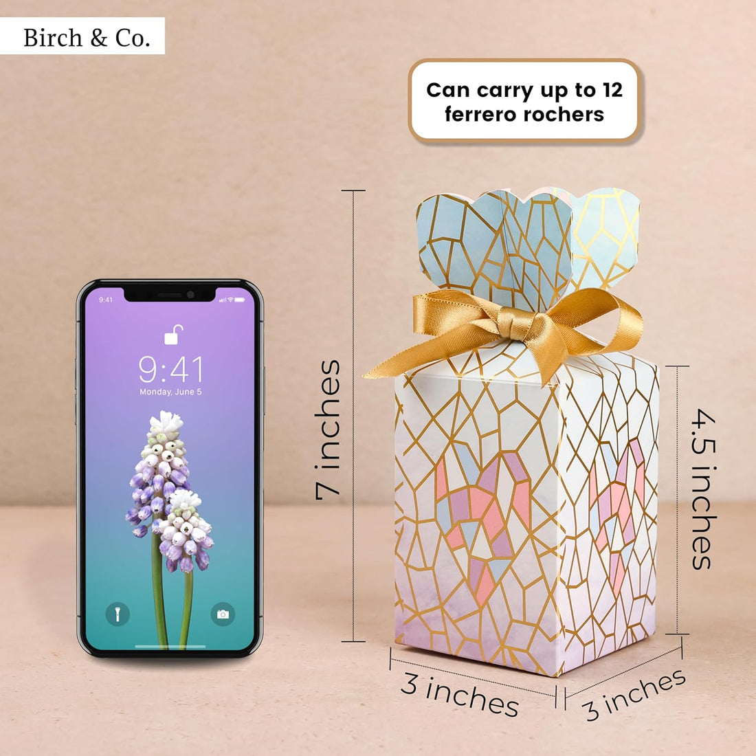 Gift Packing Box - Box For Gift - Paper Favour Boxes For Baby Shower Return Gift - Multipurpose Paper Box For Wedding Party - Personalized Gifts, Pack Of 12 With Golden Strips