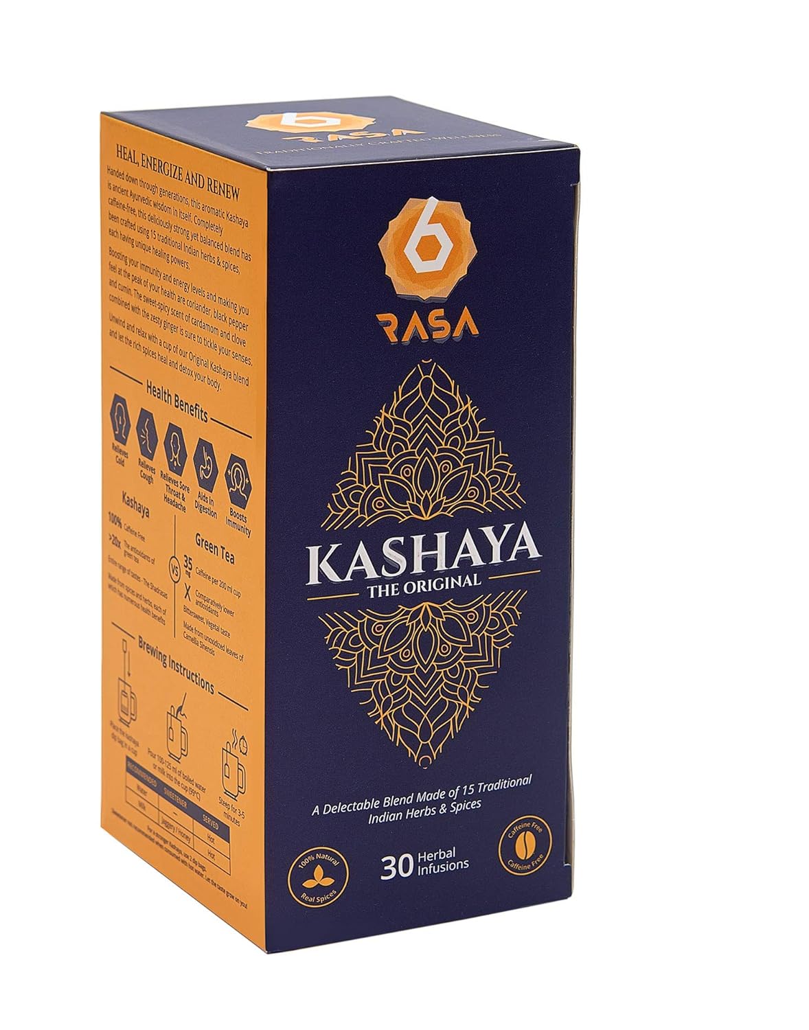 Kashaya - Herbal Tea | 15 Ayurvedic Spices | Kadha Mix | Caffeine Free | 100% Natural Kashaya - The Original Tea Bags | No Added Sugar (2.5 Gram Each) (Pack Of 1, 30 Dip Bags)