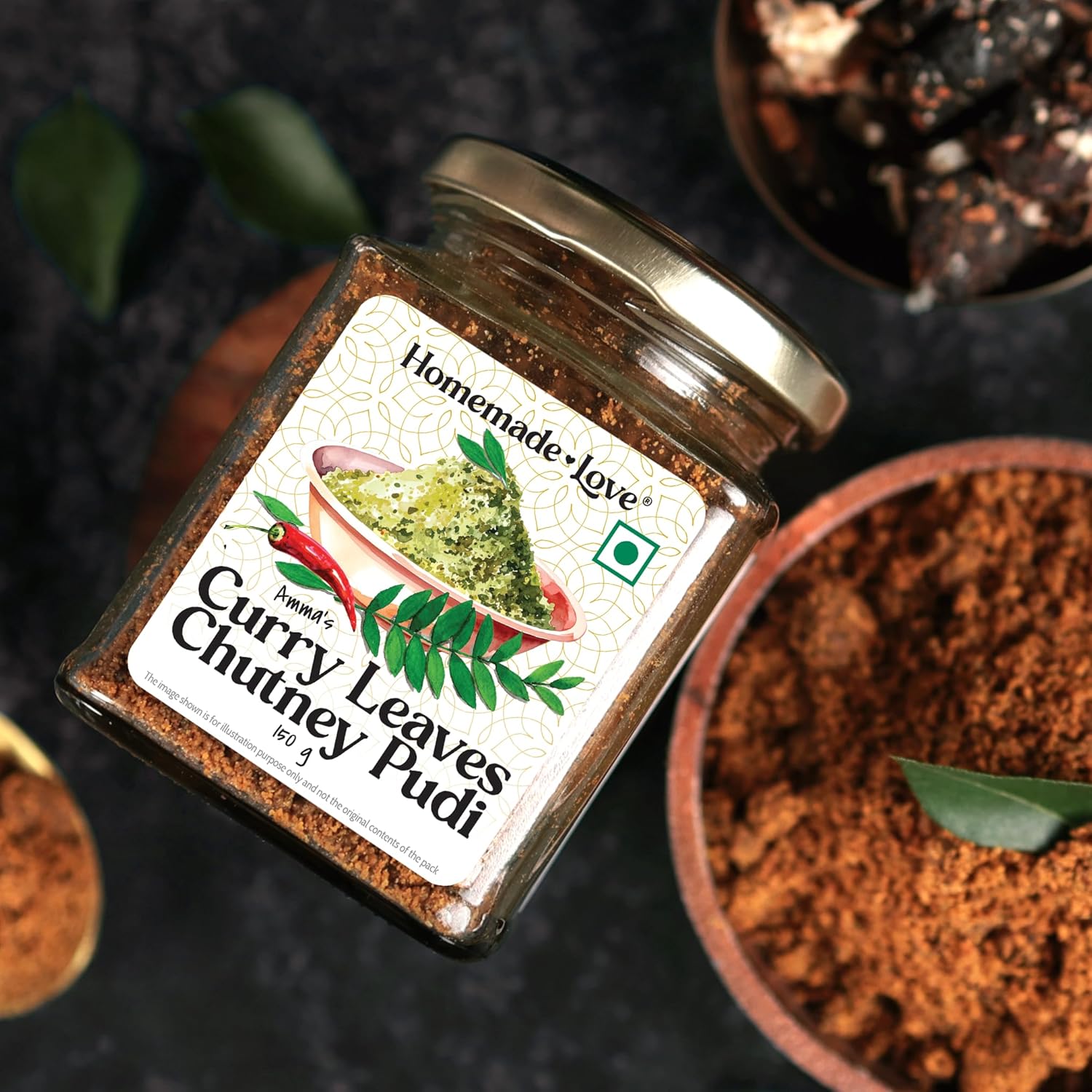 Curry Leaves Chutney Podi (150g) | Kadi Patta Chatni Powder | Crafted with fresh Curry Leaves, Roasted Lentitls, Dried Red chillies and mix spices | No Artificial Preservatives