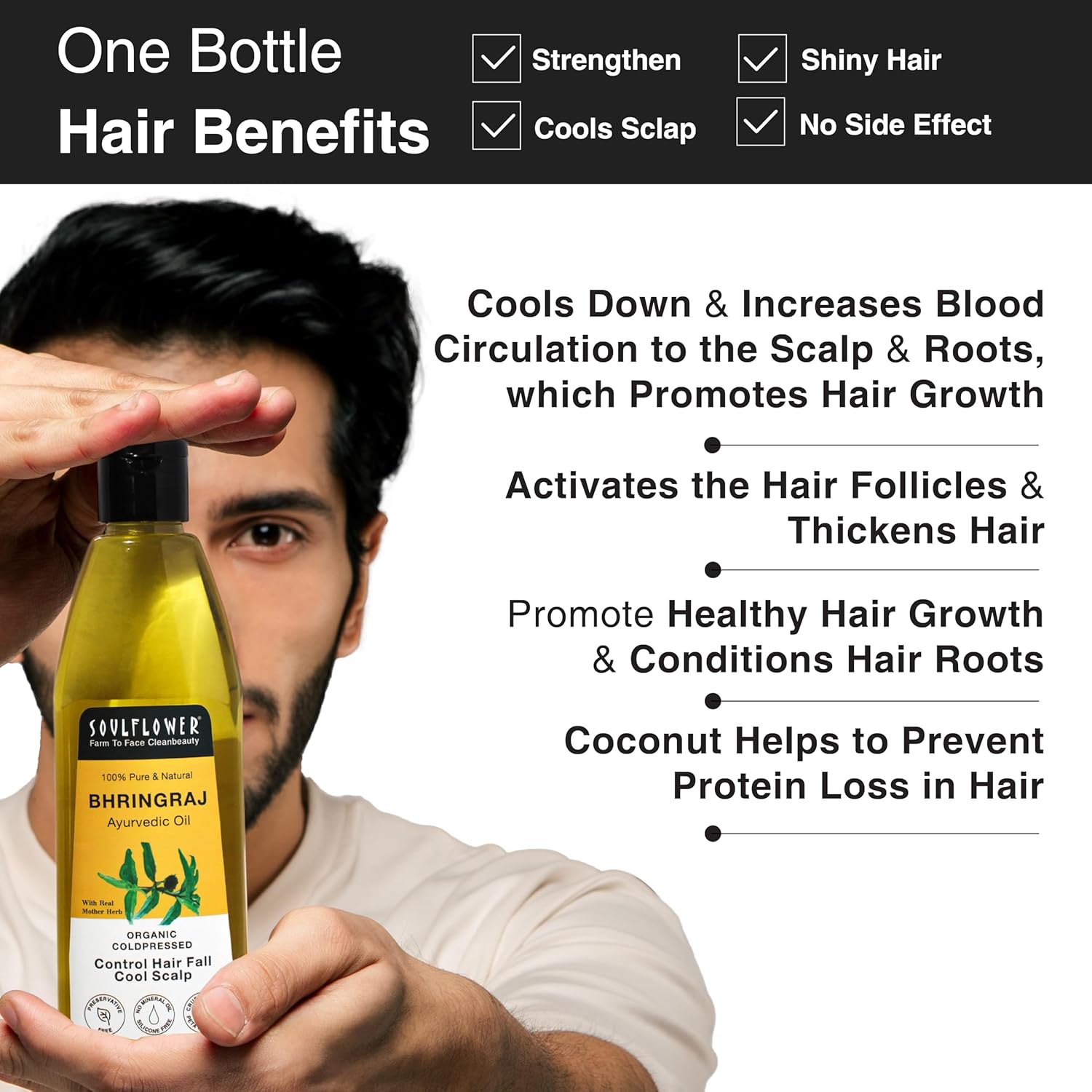 Maha Bhringraj Oil for Hair growth 225ml | Natural Hair Growth, Strengthening & Nourishing Roots | Anti-Dandruff, Cooling Scalp Relief | Coconut & Sesame Oil Blend | Pure & Organic