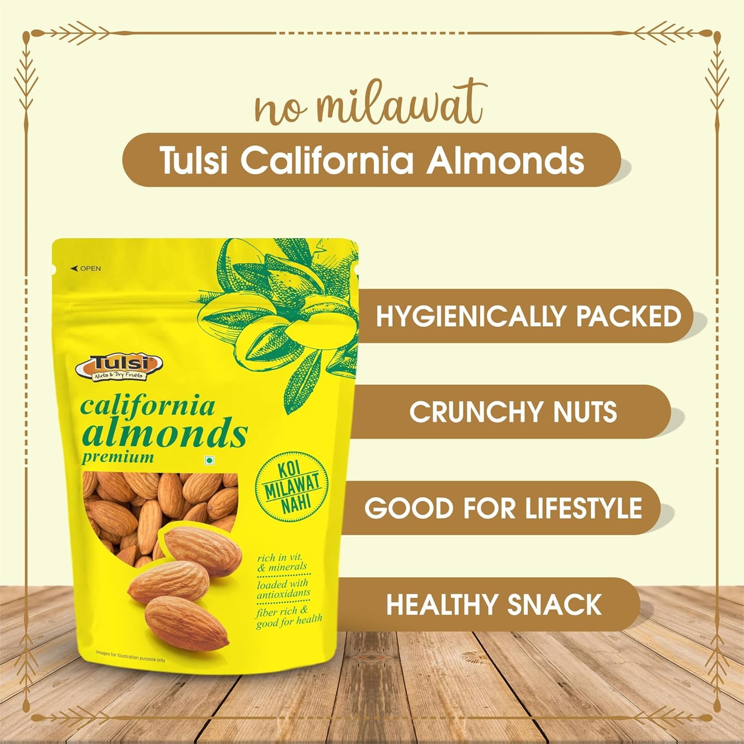 California Almonds Premium 500g | Whole Almond | Rich in Vitamins & Minerals | Rich in Fiber | Good for Health | Loaded with Antioxidants | Nuts & Dry Fruits | Premium Badam Giri | Healthy Nuts