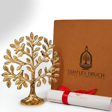 100% Pure Brass Kalpavriksha Tree with Birds | House Warming Gifts | Brass Decoration Items for Home | (6 Inch) Tree of Life Showpiece with Vastu Guide for Home, Office & Puja Decor