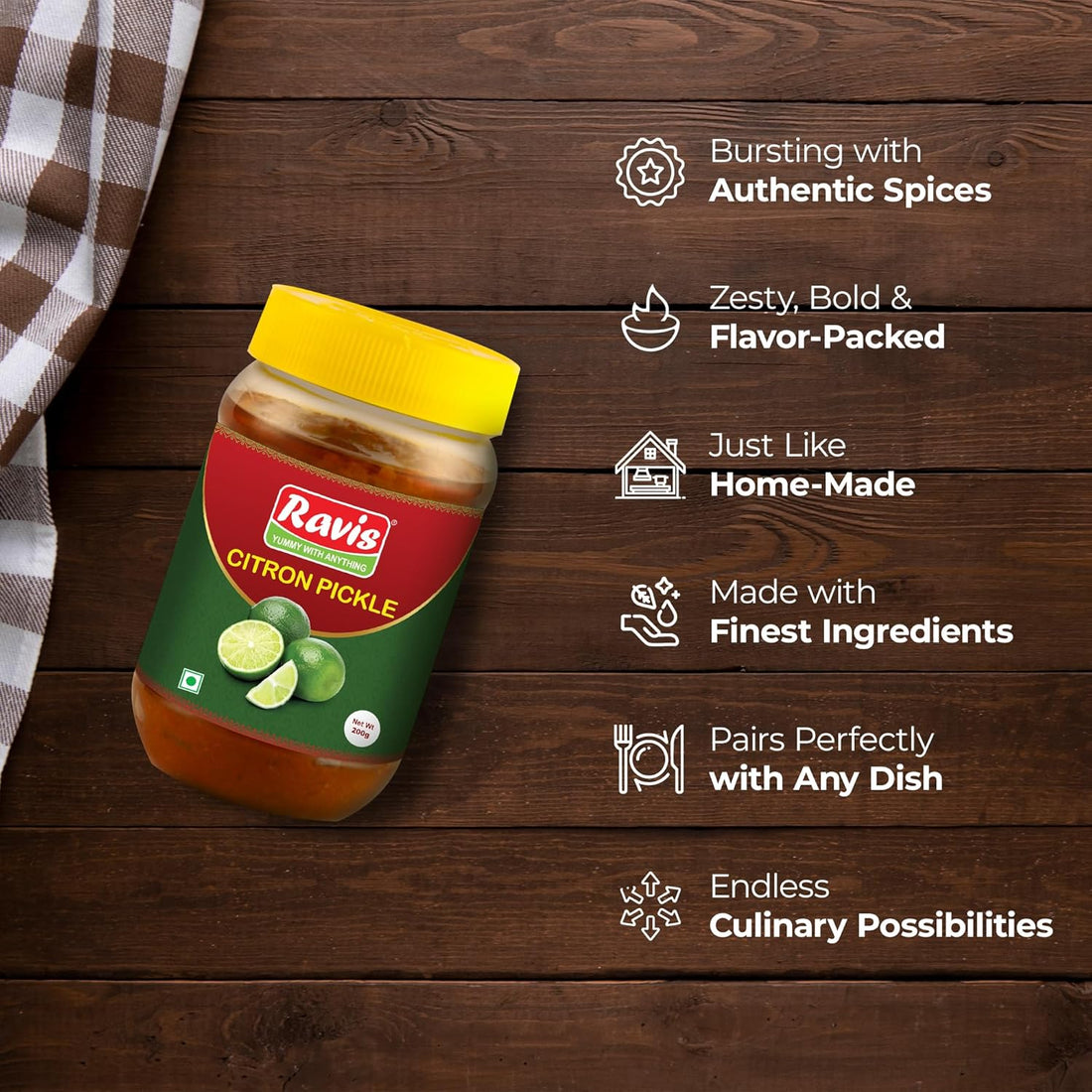 Citron Pickle | Traditional Homemade South Indian Nimbu Ka Achar | 100% Natural | Spicy & Tangy Taste Jar Achar (Citron - 200g)